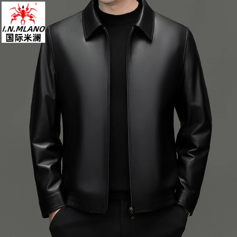 【脱卸蚕丝内胆】轻奢绵羊皮皮衣男士真皮高端商务休闲皮夹克外套男