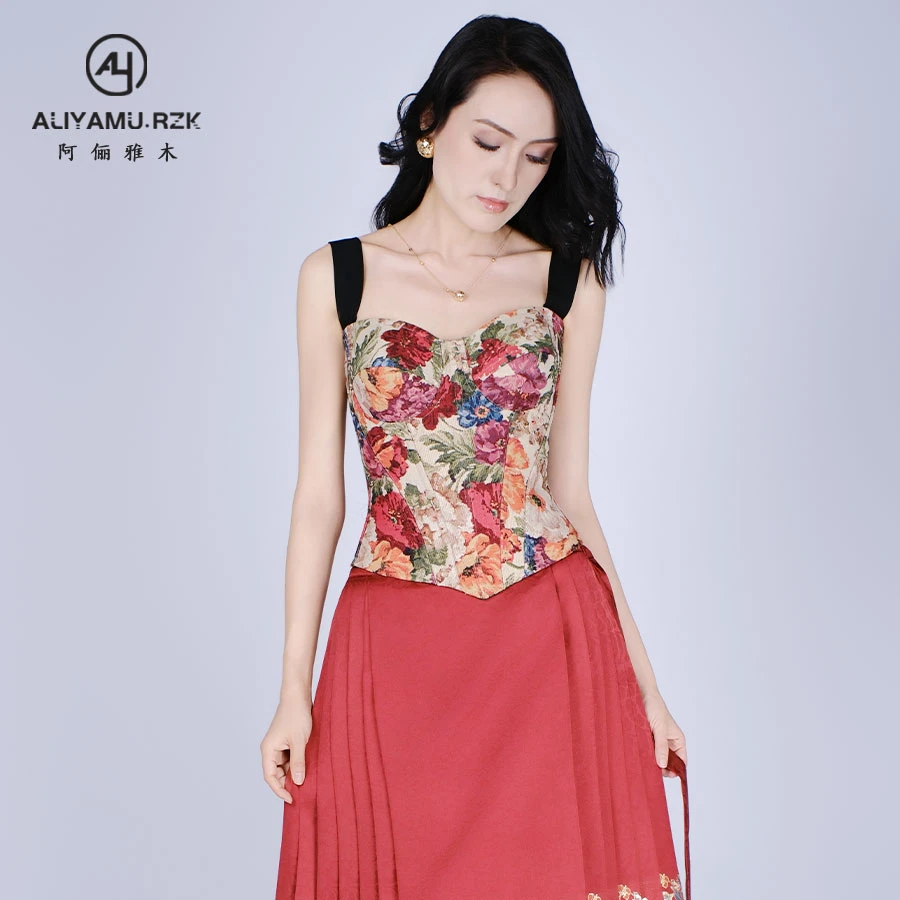 阿俪雅木ALY法式提花塑形显瘦礼服上衣鱼骨胸衣