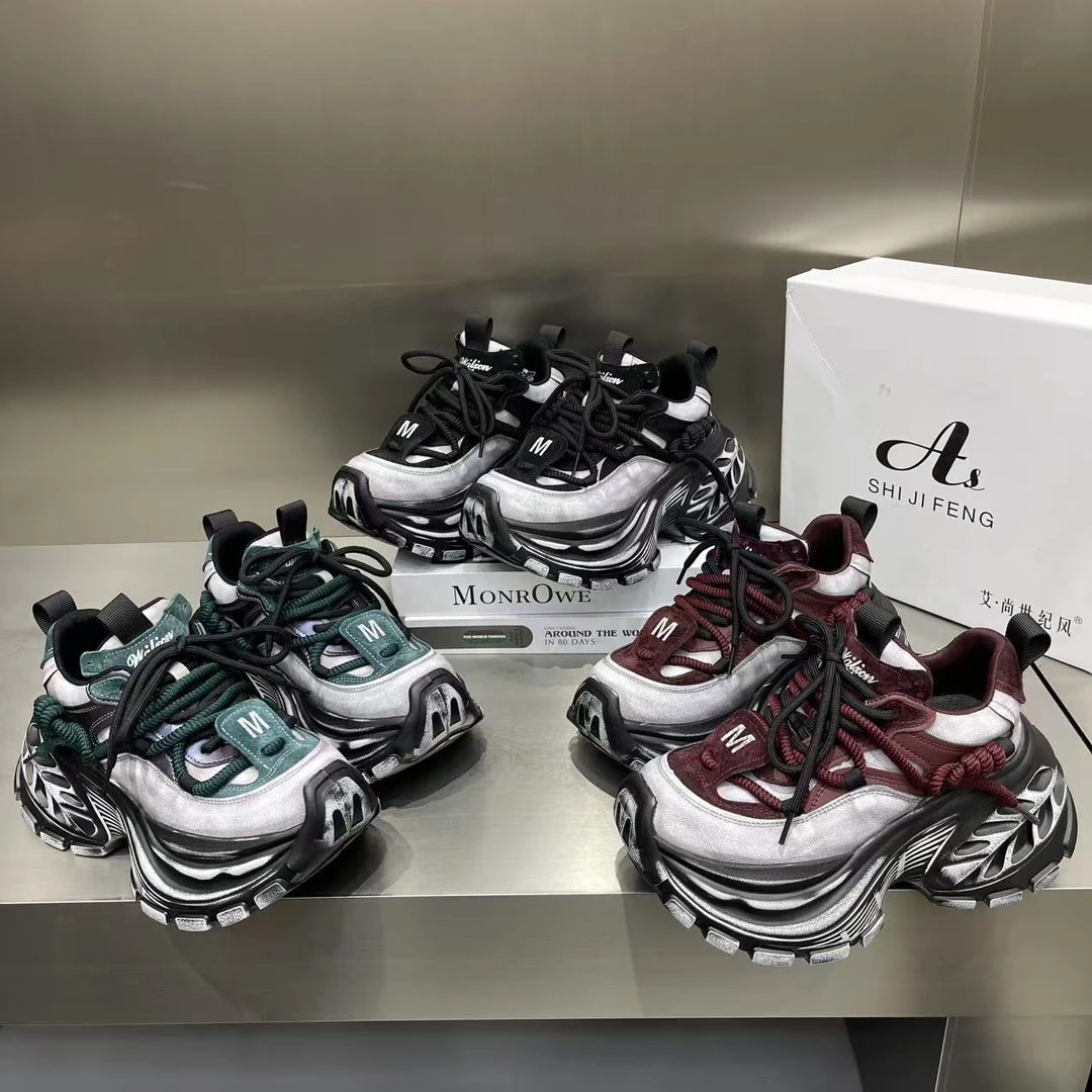 欧货爆款时尚洋气擦色老爹鞋2025秋款百搭休闲舒适松糕底ins潮鞋