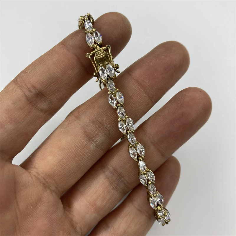 合金手链 白色马眼小麦花莱茵石手链2-11【2070110-019】