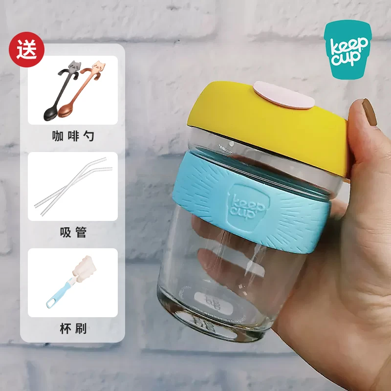 澳洲进口Keepcup 咖啡杯马克杯玻璃吸管杯随行杯水杯姜妍杯子同款
