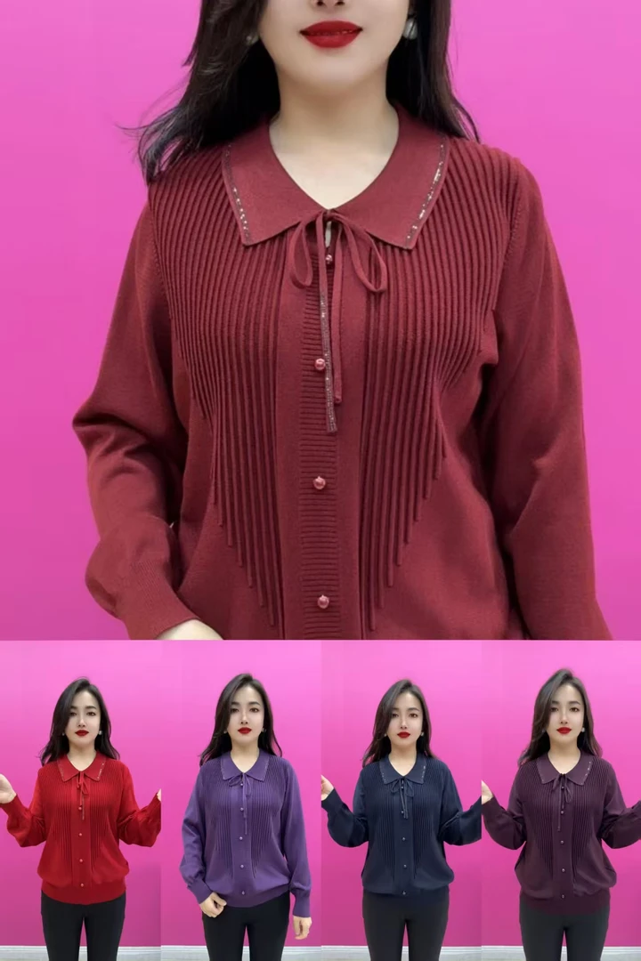 1577衬衫领圆珠针织衫