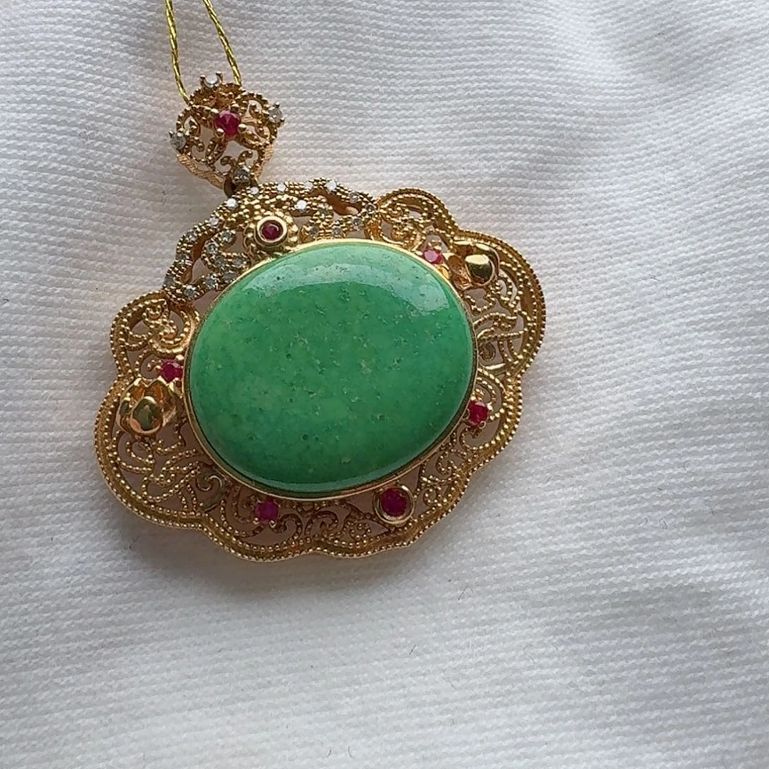 绿松石18K金镶嵌珠宝奇石