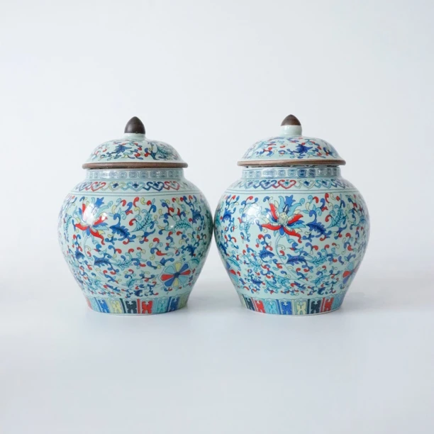 琢朴堂-斗彩吉祥花茶叶罐密封罐散茶罐a130