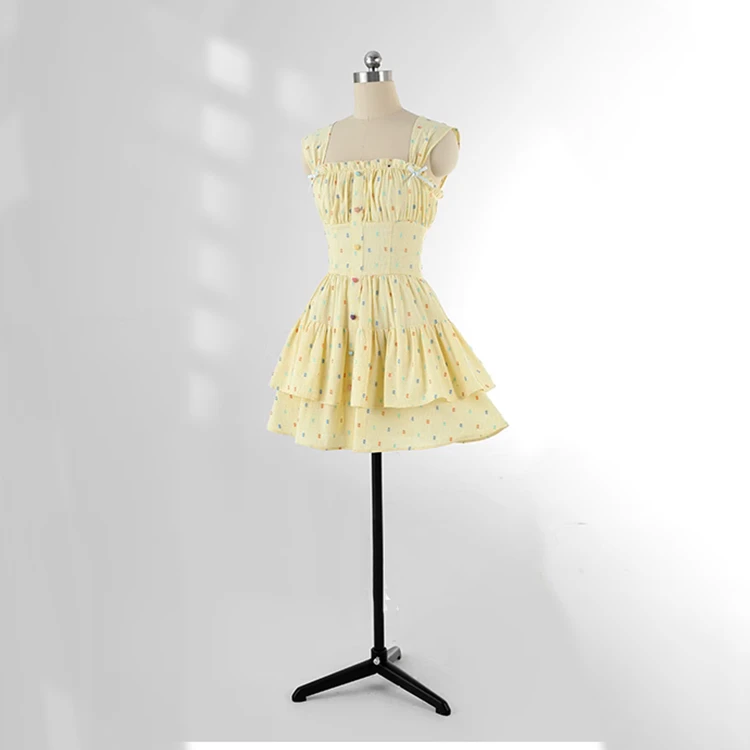 糖果多巴胺 波点吊带连衣裙