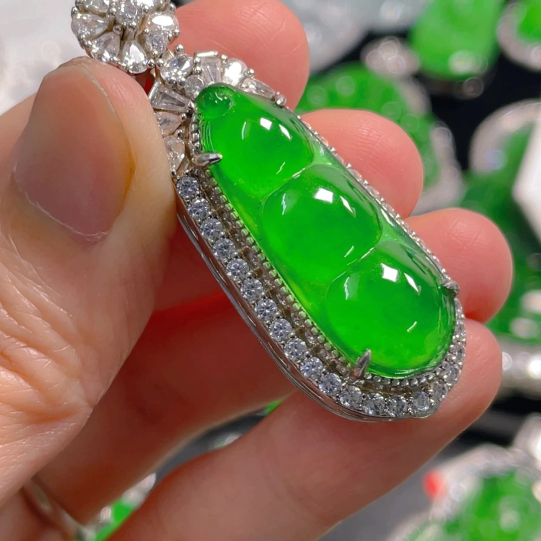 翡翠银S925镶嵌吊坠(不含链)