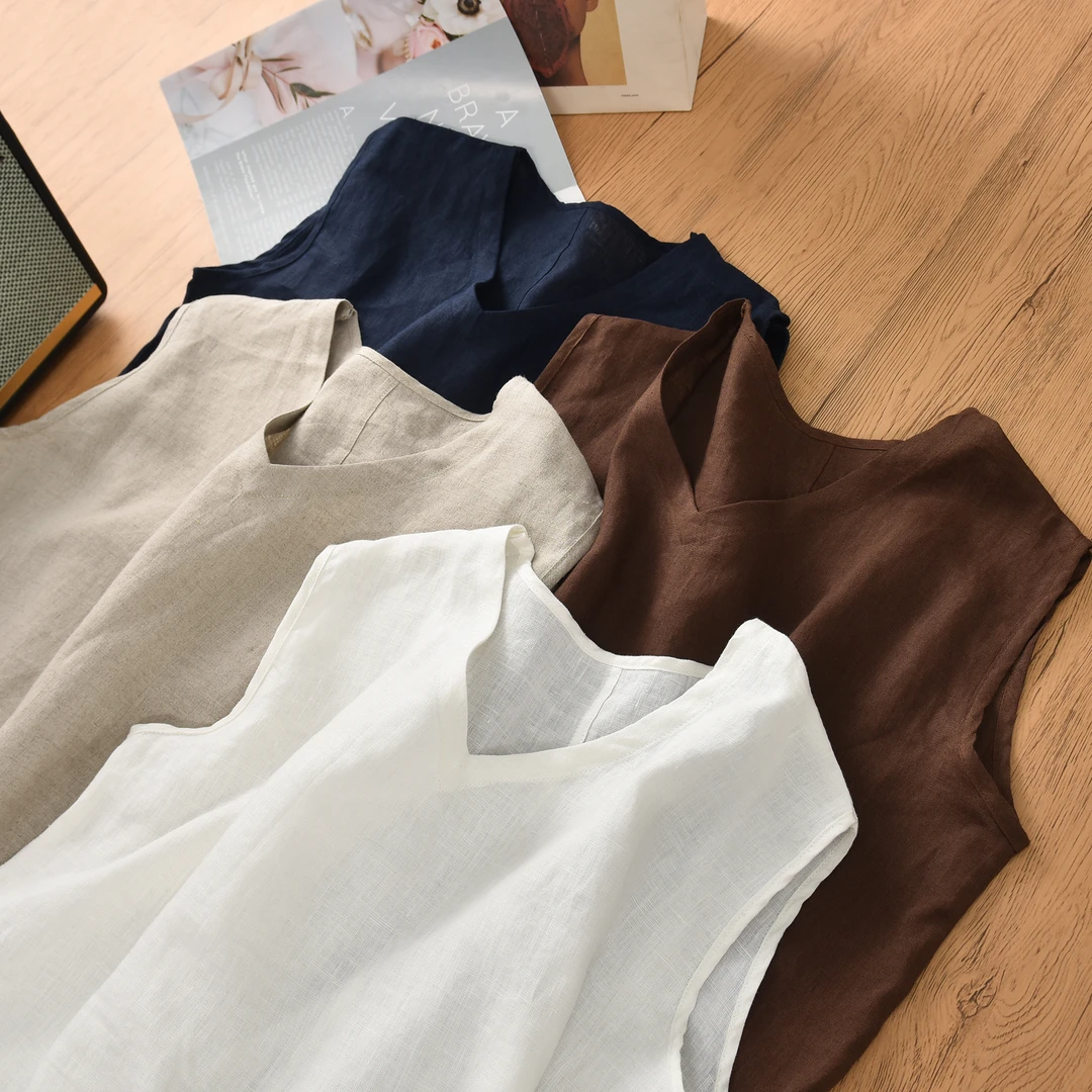 【100%汉麻双雨露】经典百搭款高端纯色V领背心KX2103