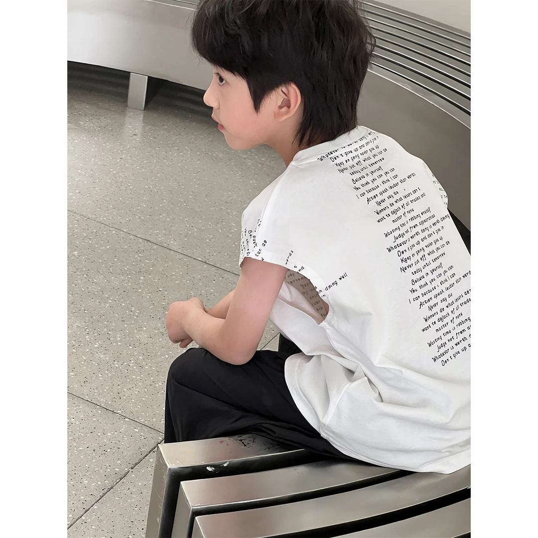 【现货】夏装儿童韩版时尚字母印花休闲宽松圆领背心CC1037-BXX1