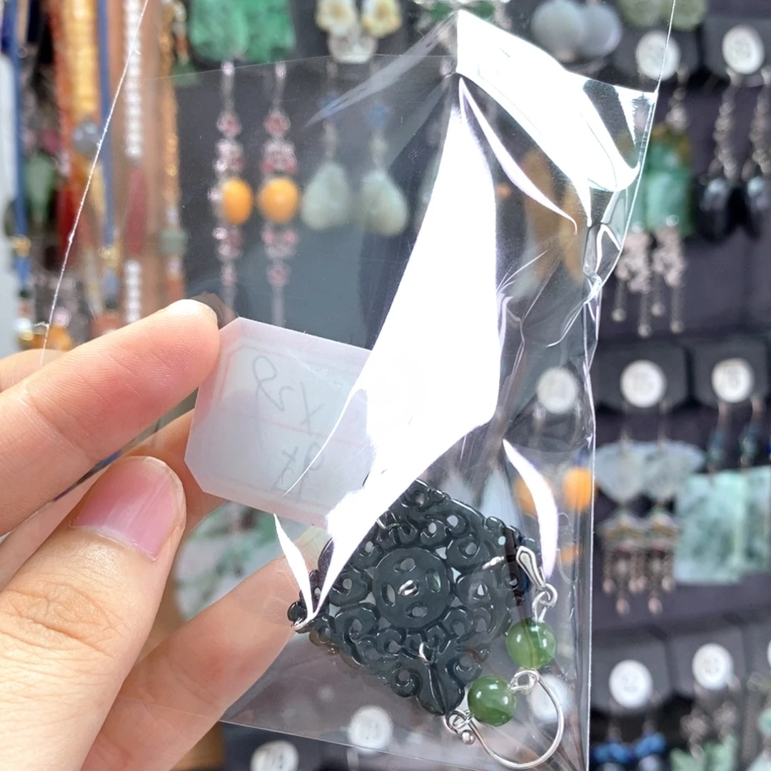 子***嫣银S925镶嵌翡翠耳饰X29