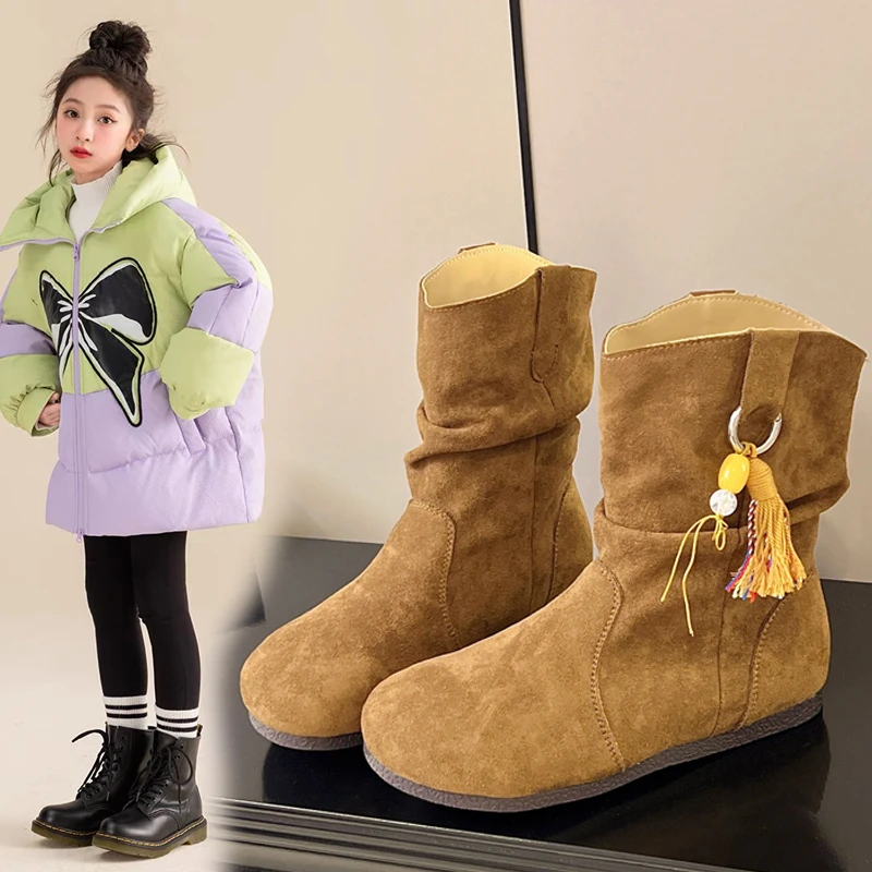 女大童森系马丁靴秋冬网红爆款中大童保暖学生百搭小女孩儿童靴子