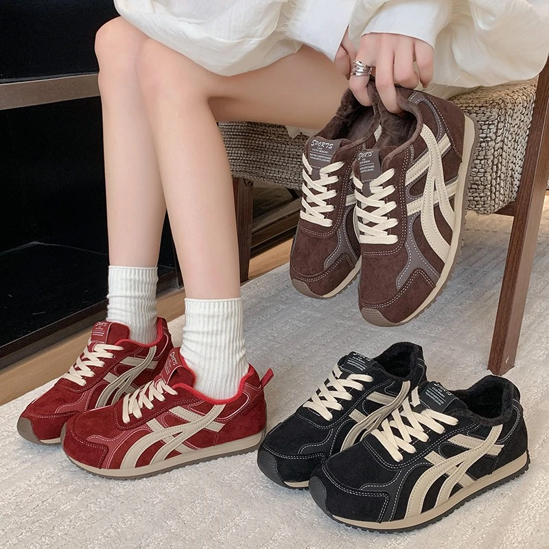 古厚底德训鞋女加绒阿甘鞋轻盈休闲跑步运动鞋时尚休闲鞋M23-28