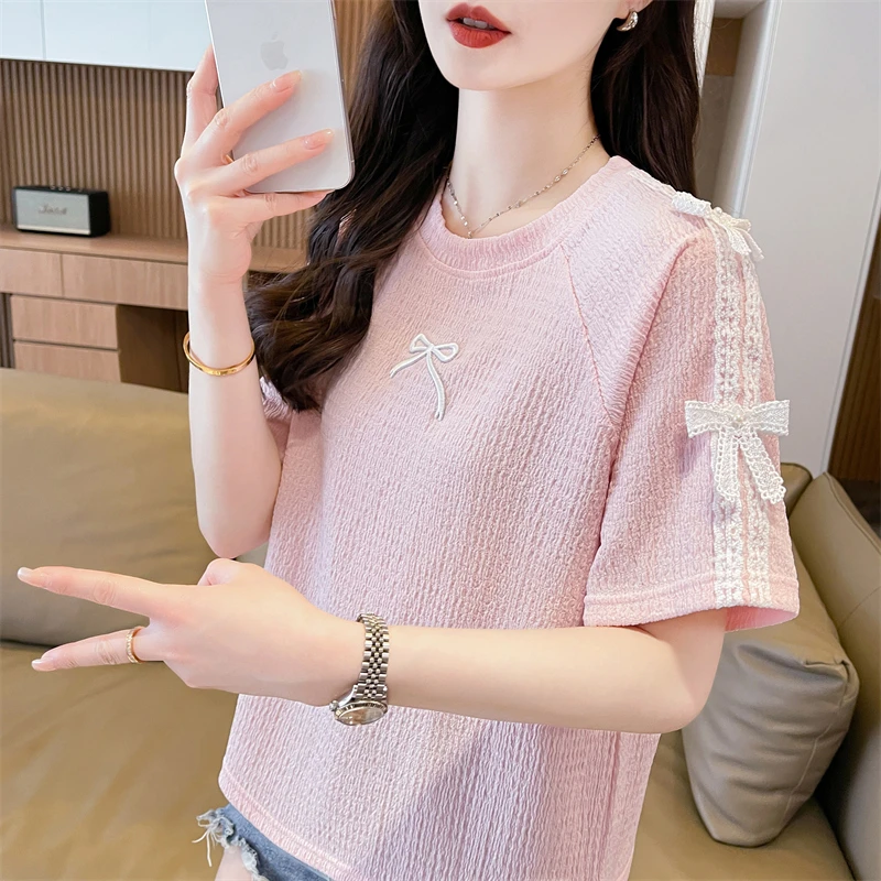 独特漂亮小衫洋气高端上衣服女初高中学生大童短袖T恤新爆薄短款