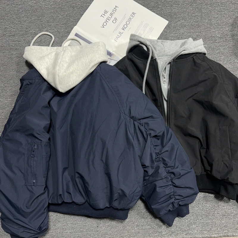 男童冬季韩版假两件棉衣新款中大童秋冬装加厚棉服外套MT68212