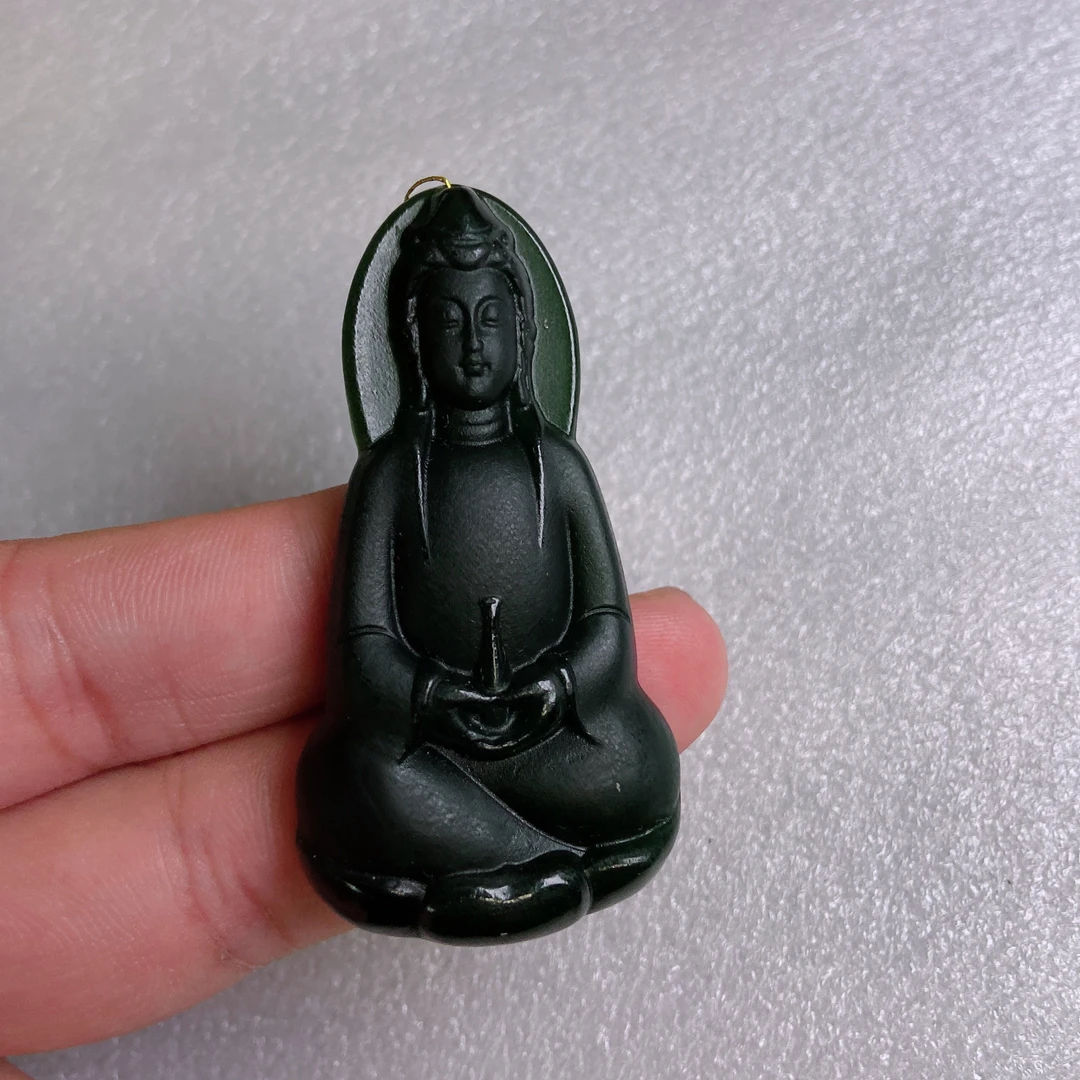 天然缅料a货 钢琴黑吊坠241