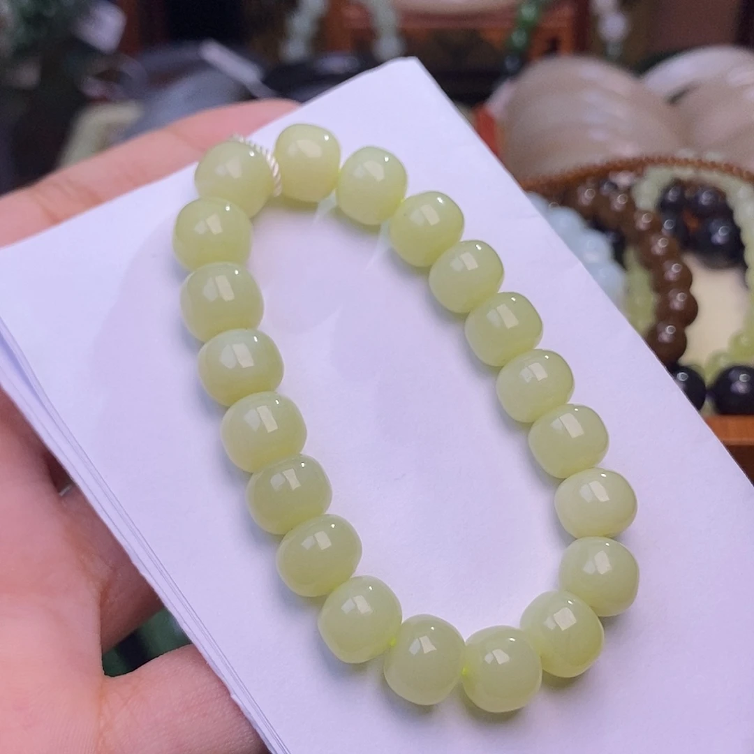 和田玉未镶嵌颈饰黄口老矿料珠串10mm