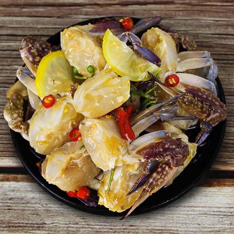 生腌海鲜梭子蟹即食冷冻生呛蟹即食麻辣小海鲜750g