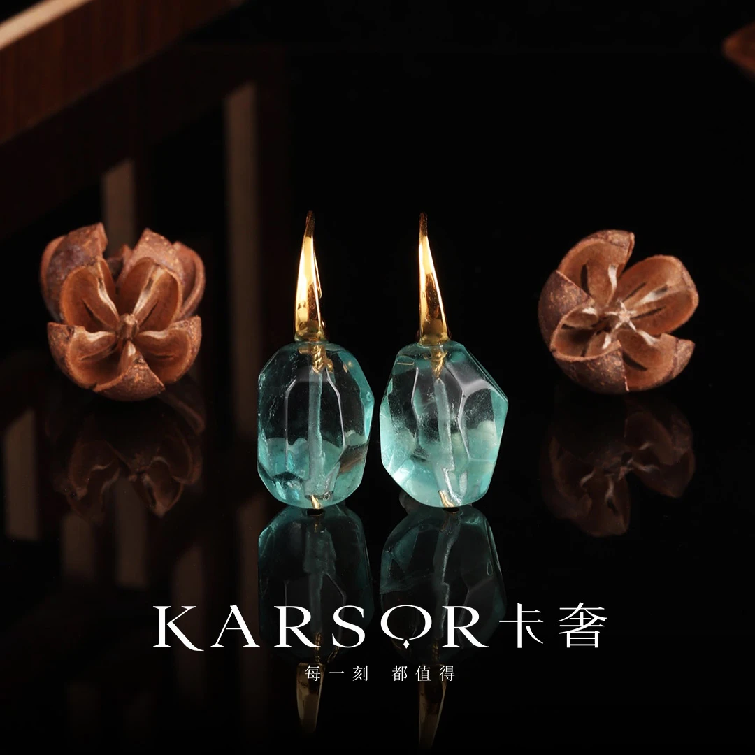 KARSOR/卡奢S925银镀金 萤石 耳饰 ES1397