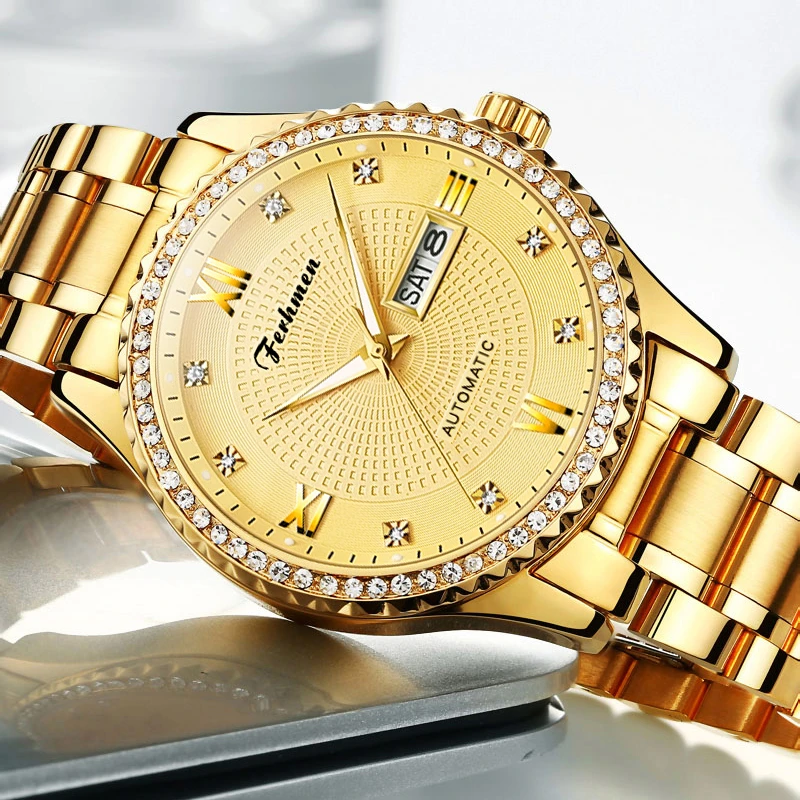 金骑士双日历商务防水男士机械表F8600-G