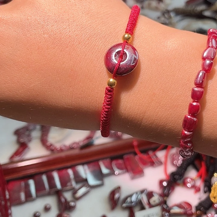 ＆***。天然辰砂朱砂平安扣