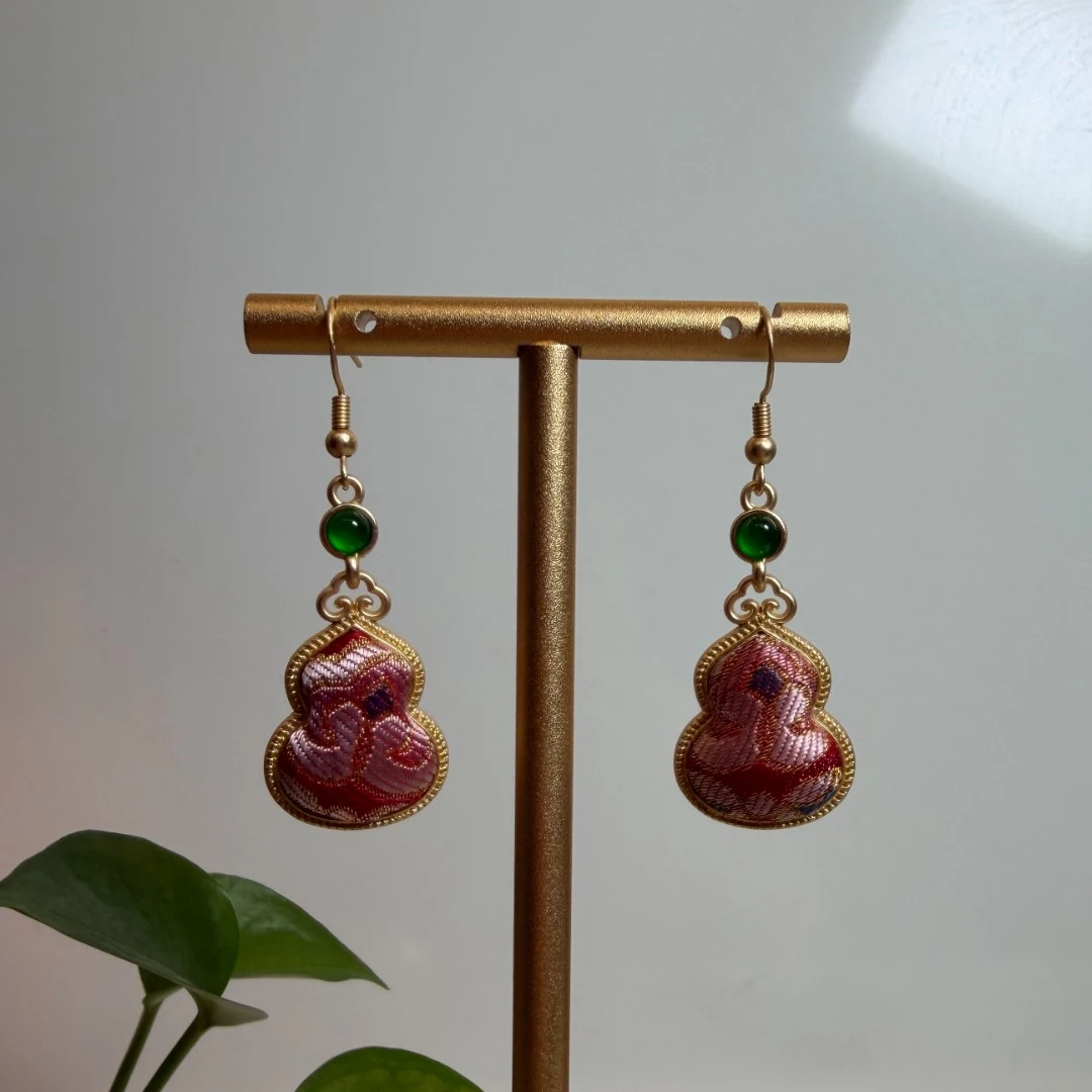 合金布艺耳饰 【桑蚕丝宋锦】手作diy饰品发夹发圈胸针耳环