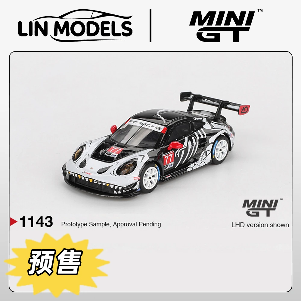 预售 MINI GT 1:64 #1143 保时捷 911 GT3 R #77 AO 2025汽车模型