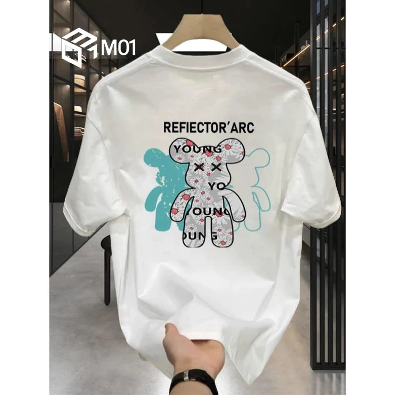 M01美式男短袖t恤2025夏季新款纯棉重磅宽松半袖痞帅潮牌轻奢上衣