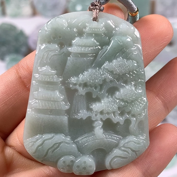 翡翠未镶嵌颈饰山水福利
