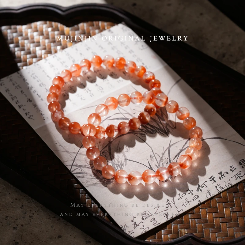 天然红兔毛聚宝盆水晶手串女款时尚饰品手链多样性发一