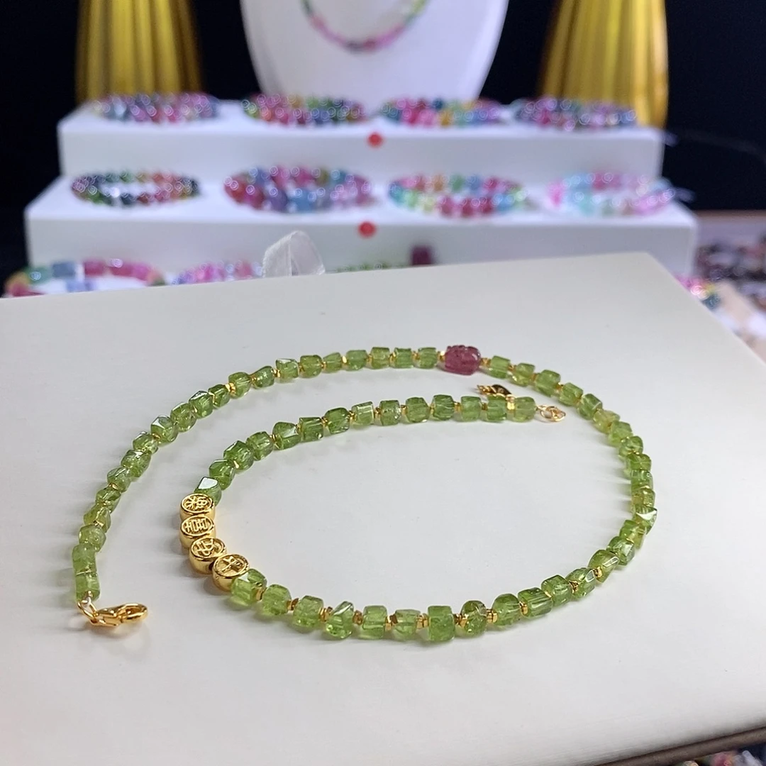 未镶嵌手链碧玺方糖双圈