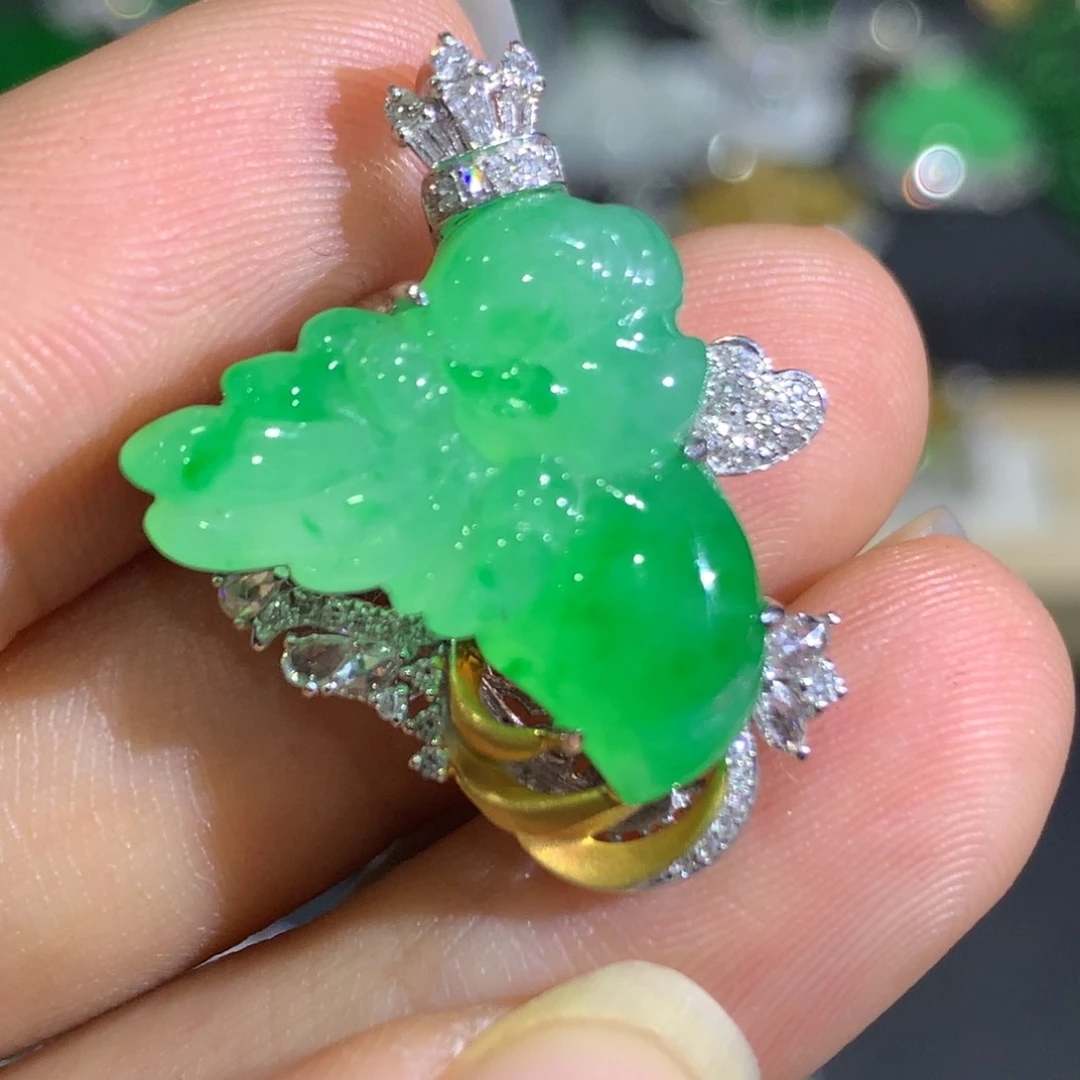 翡翠颈饰18K金镶嵌8、