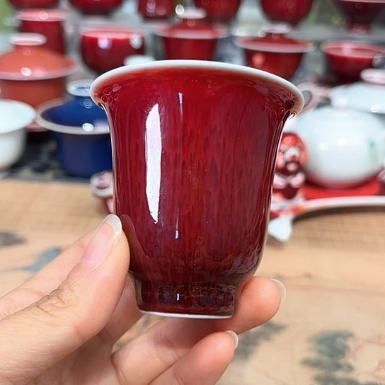 景德镇陶瓷红马坊杯