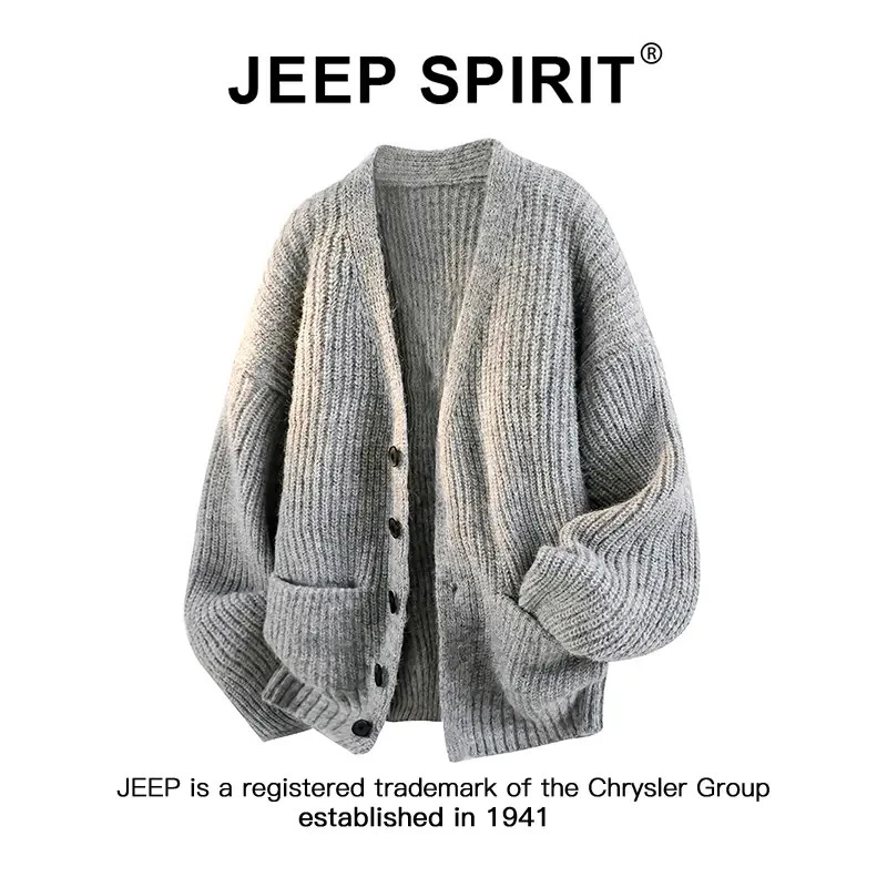 JEEPSPIRIT吉普慵懒松弛感毛衣外套男秋冬高级感外穿休闲针织开衫