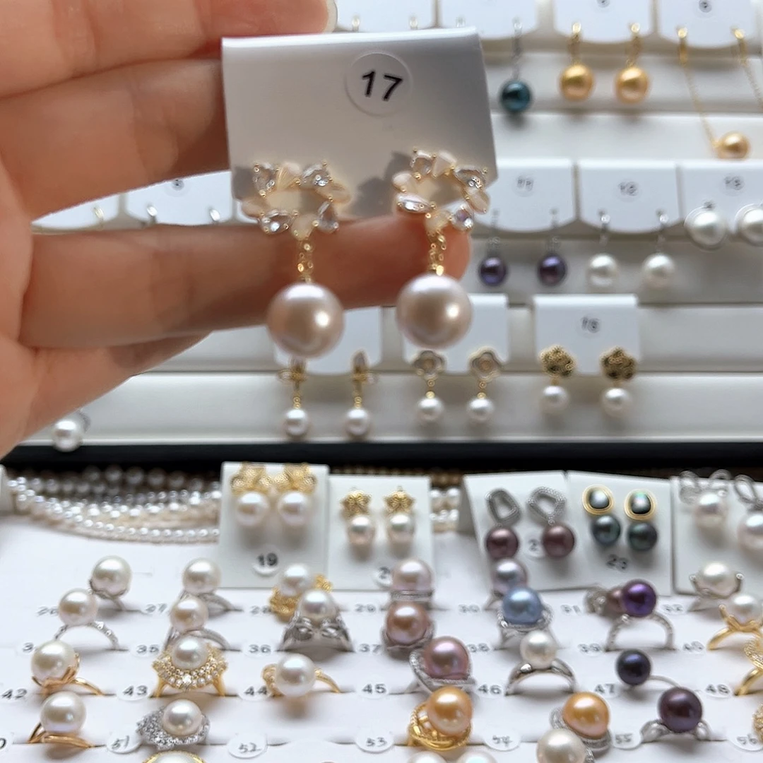 淡水珍珠耳饰银S925镶嵌