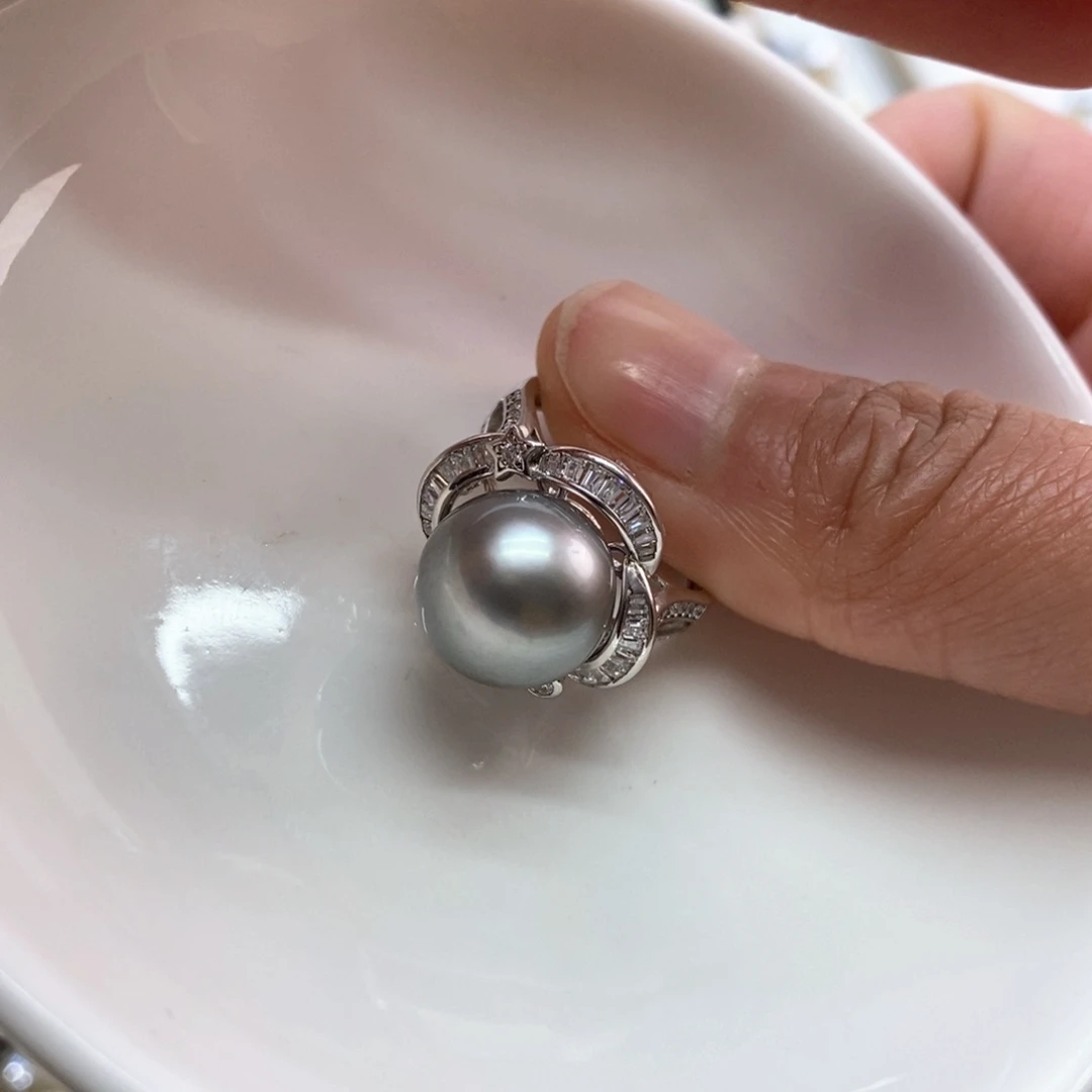 海水珍珠戒指银S925镶嵌