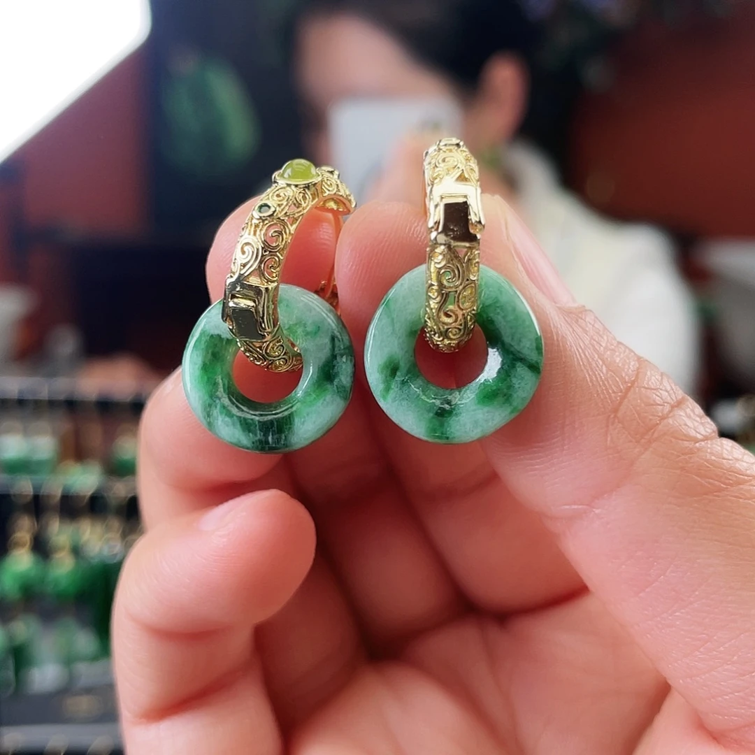 翡翠未镶嵌耳饰饰品
