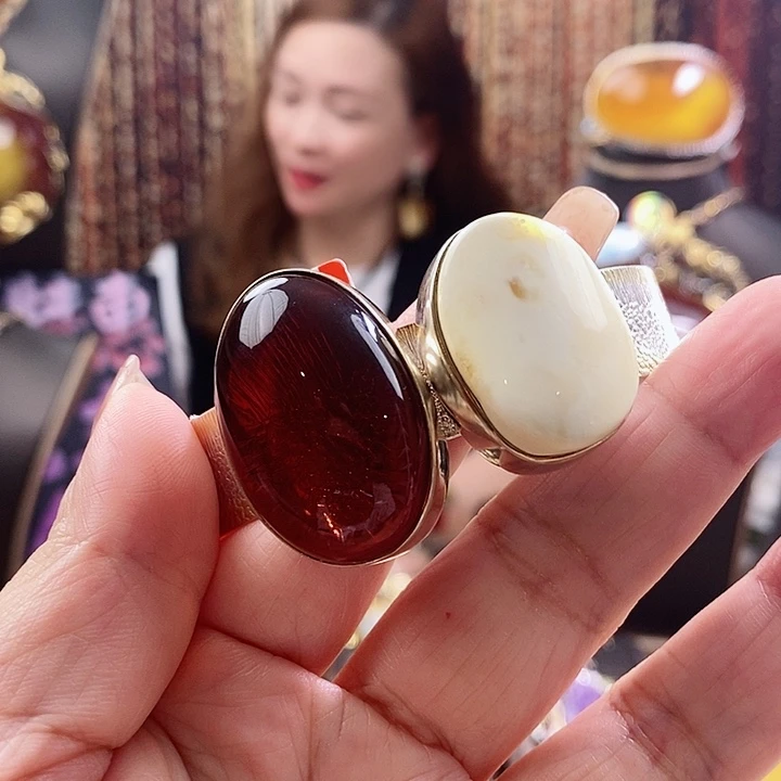 银S925镶嵌琥珀手镯手镯
