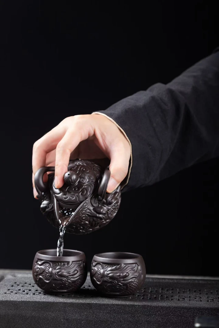 紫陶泡茶专用单个手抓壶复古手工功夫茶具茶杯R1