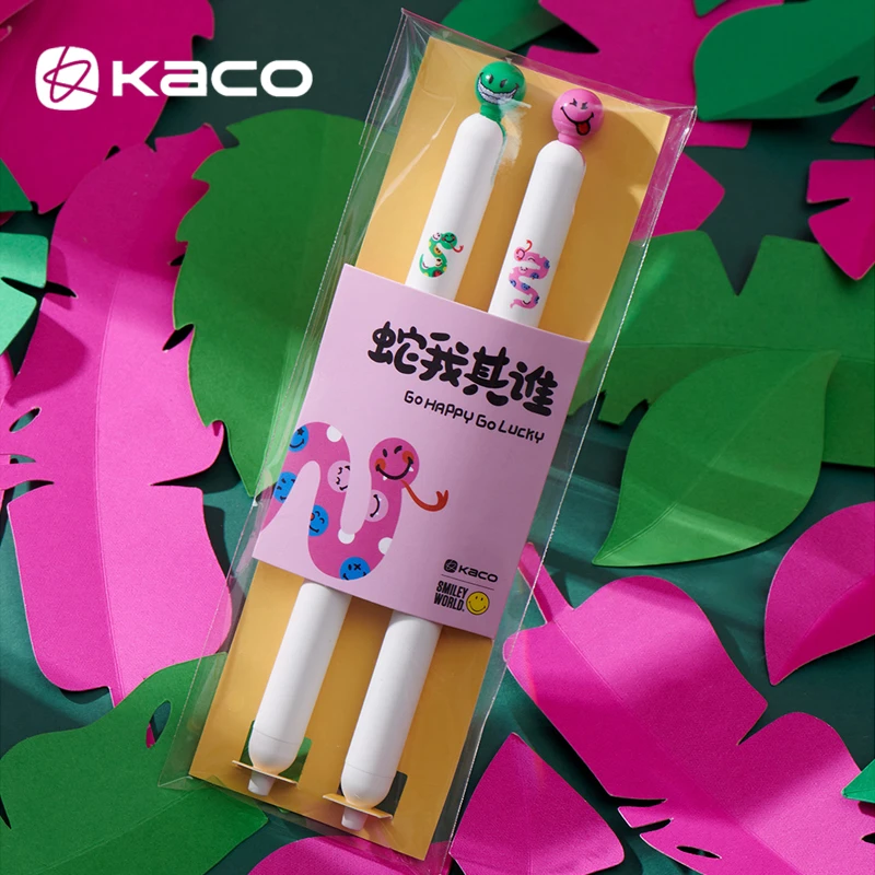 KACO蛇年限定灵悦中性笔popup侧按式0.5黑笔双珠ST尖签字笔0.5