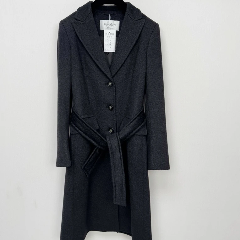 99新 MaxMara Maxmara灰色羊绒大衣 正品 40码 胸围94 衣长104
