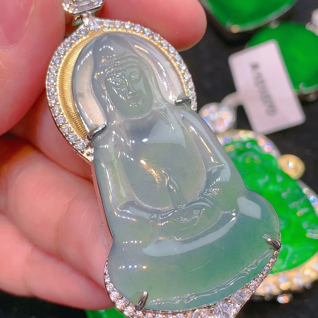吊坠(不含链)银S925镶嵌翡翠翡翠