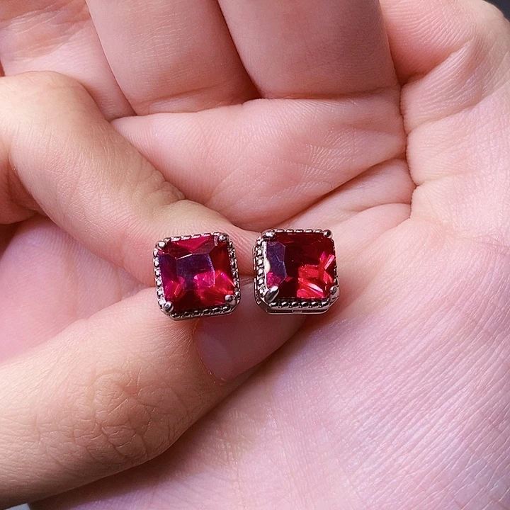 耳饰红宝石银S925镶嵌