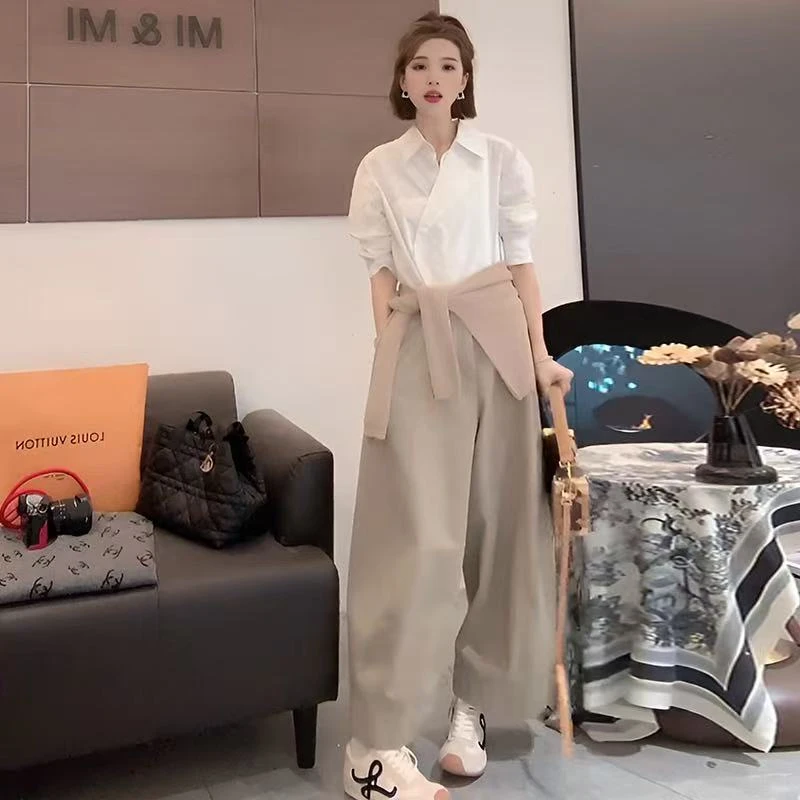 【现货】早秋新款法式小众设计师款衬衣裤子时尚套装 2502-240