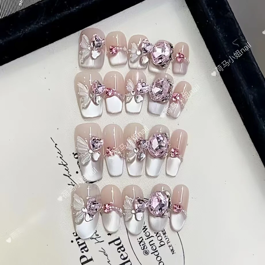 【蝶姿月韵】新款高品质纯手工穿戴甲美甲贴穿戴式光疗猫眼流行显白