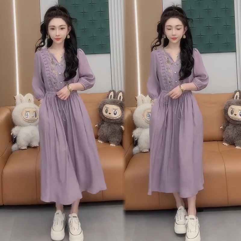 2025春夏季新款连衣裙女宽松大码气质网红显瘦高档洋气时尚裙子潮