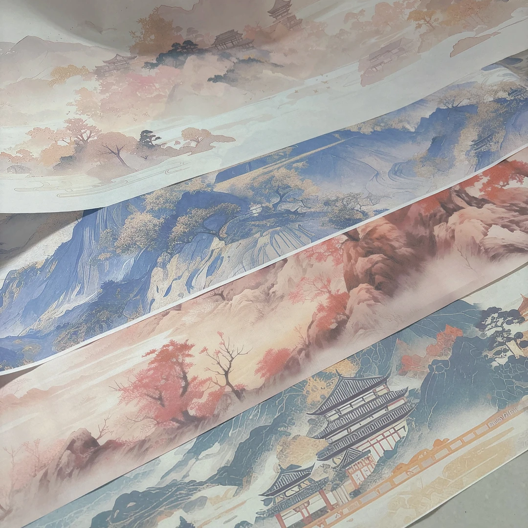 【山水系列蜡染长卷 34cm*10m】加厚半生熟书法长卷书法作品纸