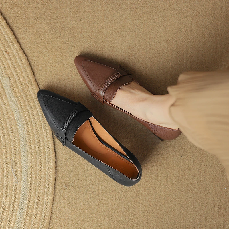 半坊手工女鞋|34-39码|4.5cm跟|法式复古尖头浅口粗跟显瘦单鞋女