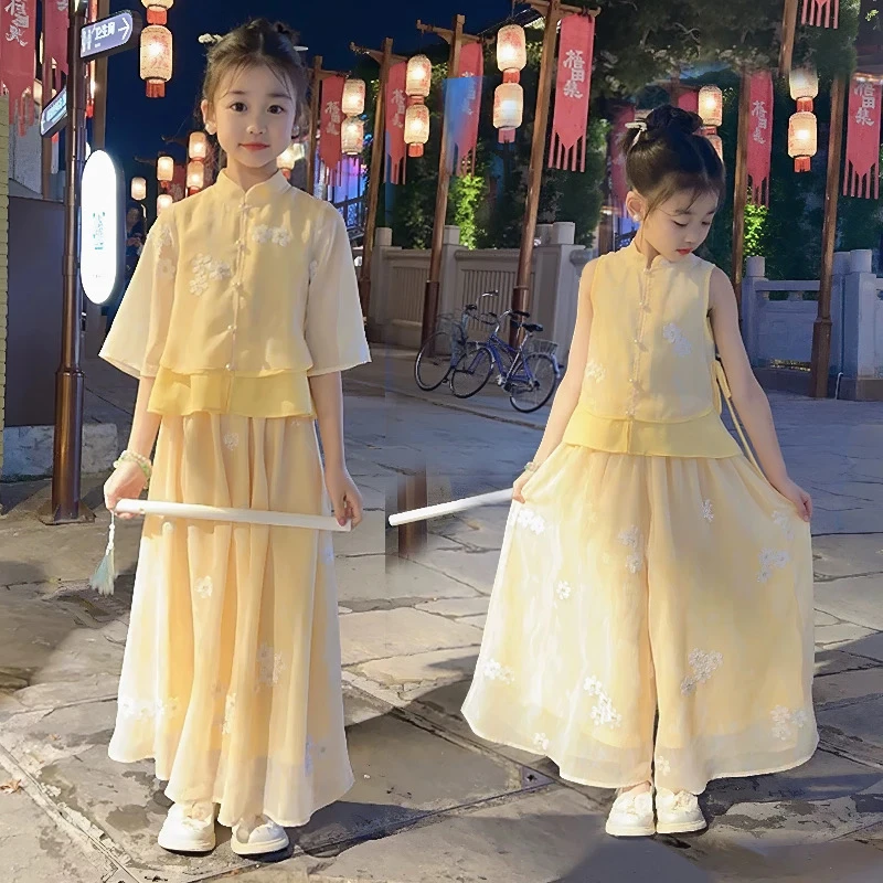 女童汉服套装夏季2025新款洋气儿童国风女孩夏装新中式唐装两件套