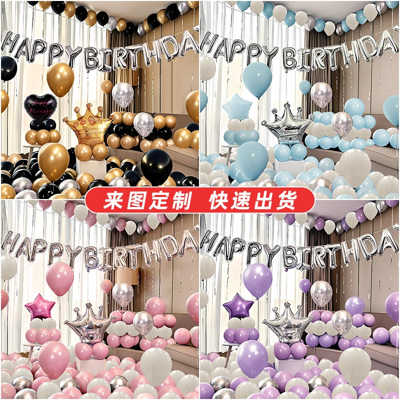生日派对装扮布置气球套装批发男女朋友装饰气球背景墙道具氛围感