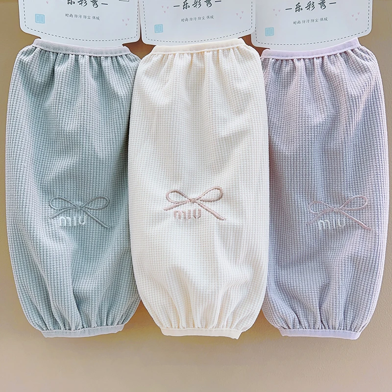 蝴蝶结长款袖套棉衣套袖女冬可爱学生袖头成人办公室上班防脏护袖