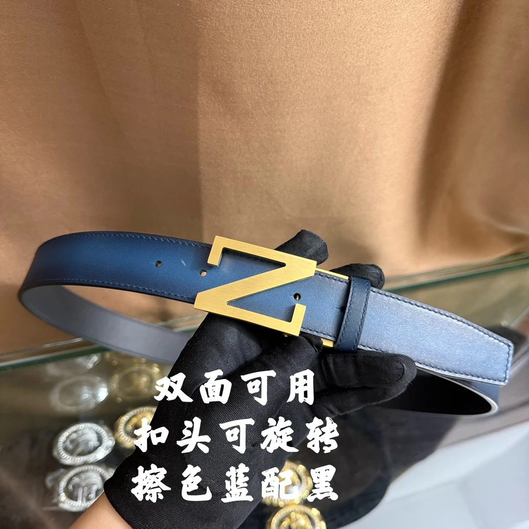 新款男士皮带百搭高档休闲Z字母牛皮腰带青中老年时尚商务年轻潮